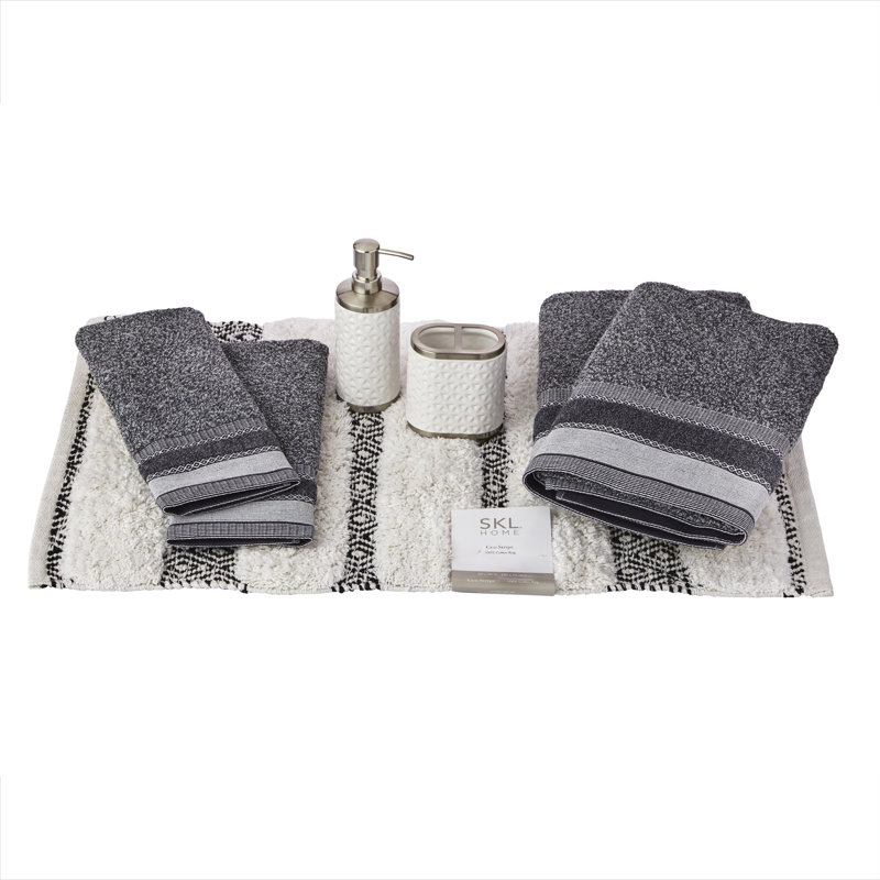 SKL Home Geo Stripe 7 Piece Bathroom Accessory Set Wayfair
